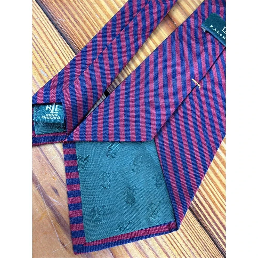 Lauren Ralph Lauren Tie MEN'S Red Blue Geometric USA Vintage Classic Office Work